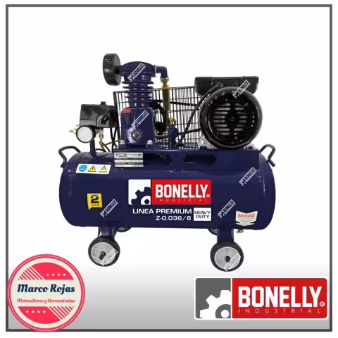 COMPRESORA  INDUSTRIAL 30L - 1HP AZUL - CABEZAL 1 PISTON  MONOF 220V/ 60HZ 8 BAR DE PRESIÓN BONELLY INDUSTRIAL