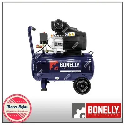 COMPRESORA  INDUSTRIAL 24L - 2HP AZUL - CABEZAL 1 PISTON  MONOF 220V/ 60HZ 8 BAR DE PRESIÓN BONELLY INDUSTRIAL