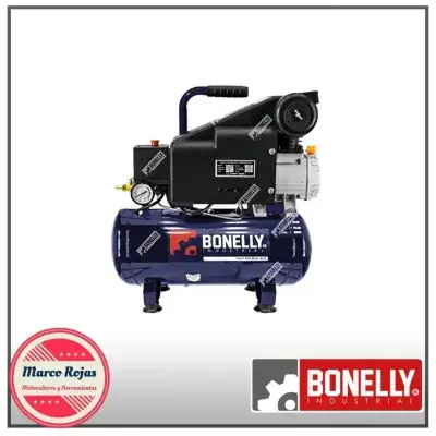 COMPRESORA  INDUSTRIAL 9L - 1HP AZUL - CABEZAL 1 PISTON  MONOF 220V/ 60HZ 8 BAR DE PRESIÓN BONELLY INDUSTRIAL