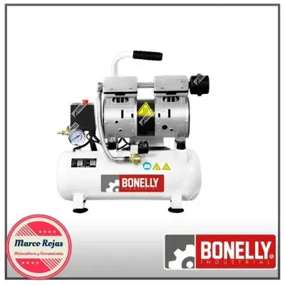 COMPRESORA PROFESIONAL SILENCIOSA BONELLY 9L - CABEZAL DE ALUMINIO MONOFÁSICO 220V, MODELO INDUSTRIAL