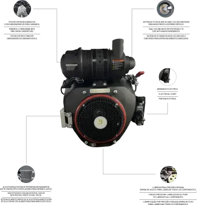 Motor Bonhoeffer BON-P-GE-34.0HP – V-Twin, 2 Cilindros, 4 Tiempos, Trabajo Rudo