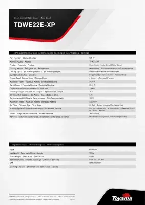Motor Diésel Toyama XP 24.0HP Refrigerado por Agua