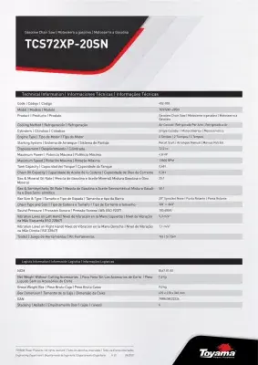 Motosierra Toyama TCS72XP Profesional - 72,4cc 20"